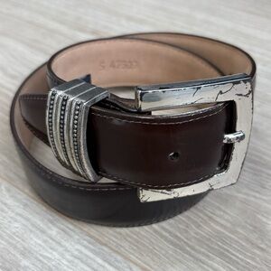 Brighton Brown Leather Belt with Silver Buckle